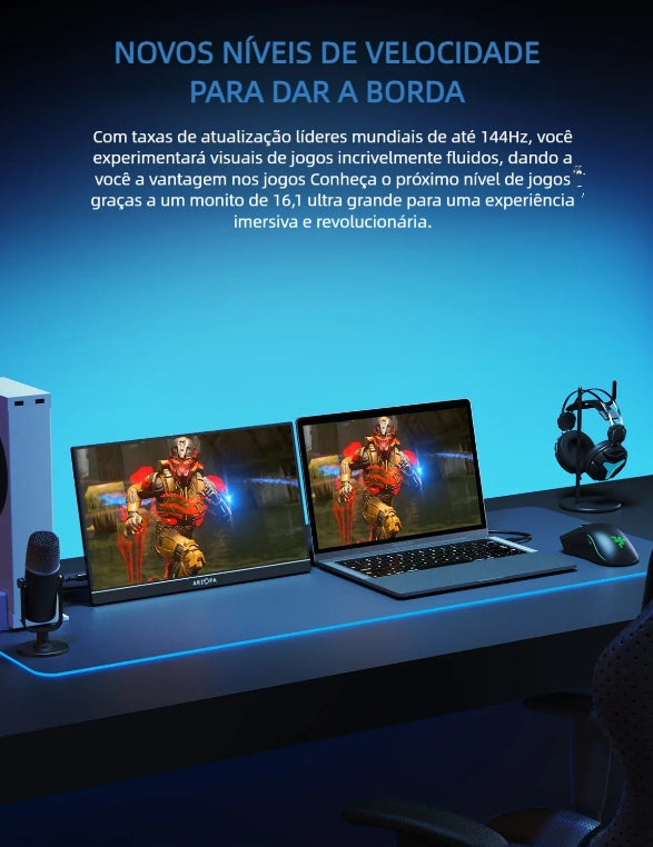 Monitor Portátil Arzopa Z1fc 16,1 144hz Ultrafino 1080p + Capa Suporte