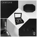 Caixa De Exibição Para Movimentador Automático De Relógio Cor Preto (Cabe 6 relogios em movimento + 6 relogios na parte fixa)