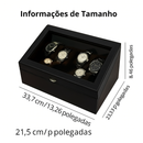 Caixa De Exibição Para Movimentador Automático De Relógio Cor Preto (Cabe 6 relogios em movimento + 6 relogios na parte fixa)