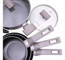 Jogo de Panelas 7 Peças Indução Gás Conjunto de Panelas Revestido em Cerâmica Granito Antiaderente Frigideira