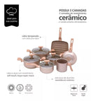 Jogo de Panelas 7 Peças Indução Gás Conjunto de Panelas Revestido em Cerâmica Granito Antiaderente Frigideira