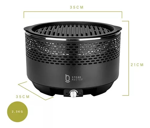 Churrasqueira portátil a carvão biscuitt Steak Master Smoke & Fire Usb com Bag