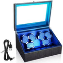 Caixa De Exibição Para Movimentador Automático De Relógio Cor Preto (Cabe 6 relogios em movimento + 6 relogios na parte fixa)