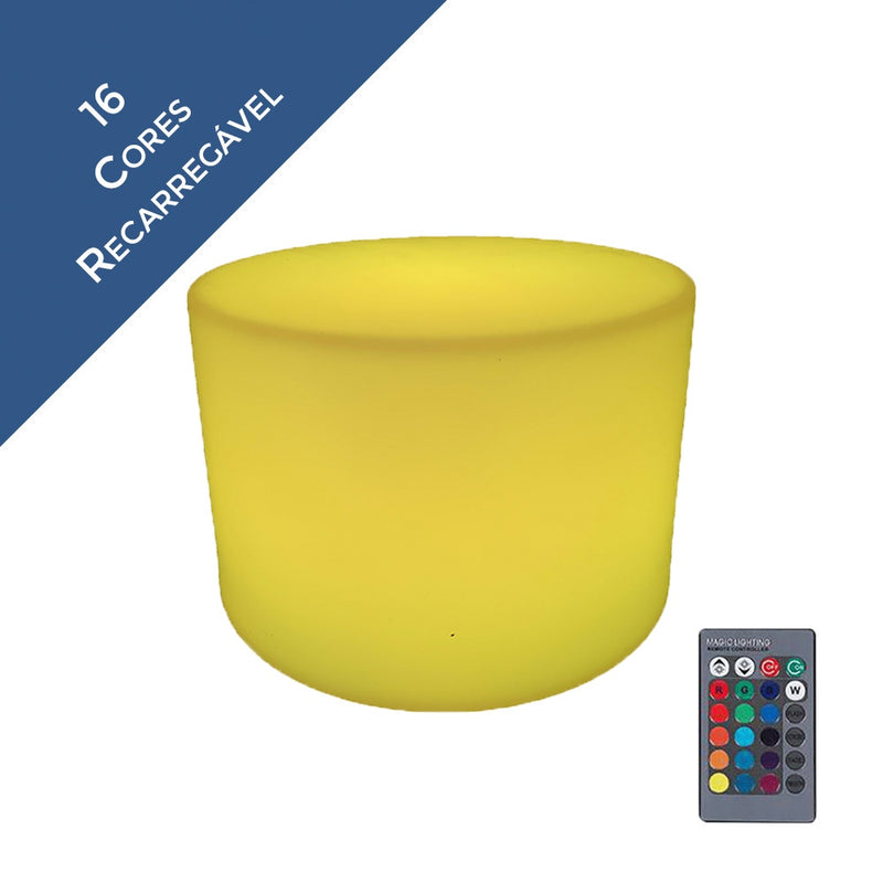 BASE ILUMINADA CILINDRICA LED RGB SEM FIO