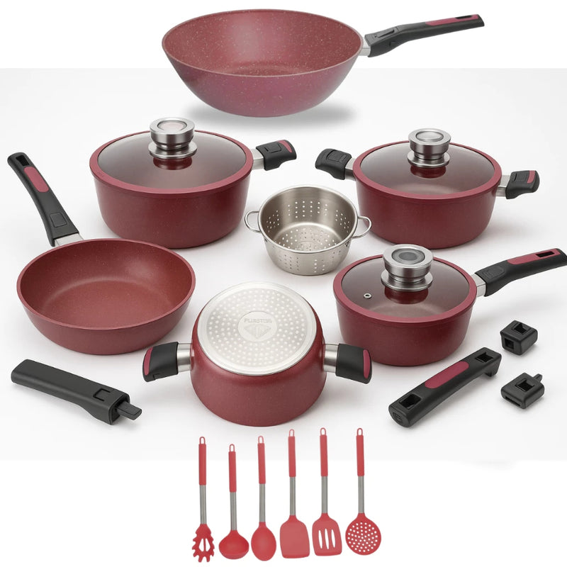 Jogo de panelas 19 peças luxo Cerâmica Titanio ( Fogão indução e comum )