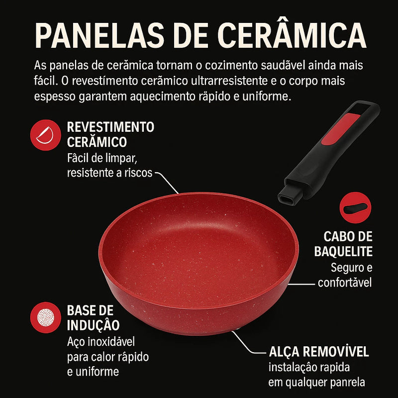 Jogo de panelas 19 peças luxo Cerâmica Titanio ( Fogão indução e comum )