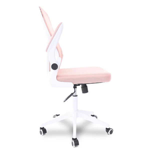 Cadeira de Escritório Flexy Way Branca Tela Mesh Rosa, Base Giratória e Sistema Relax